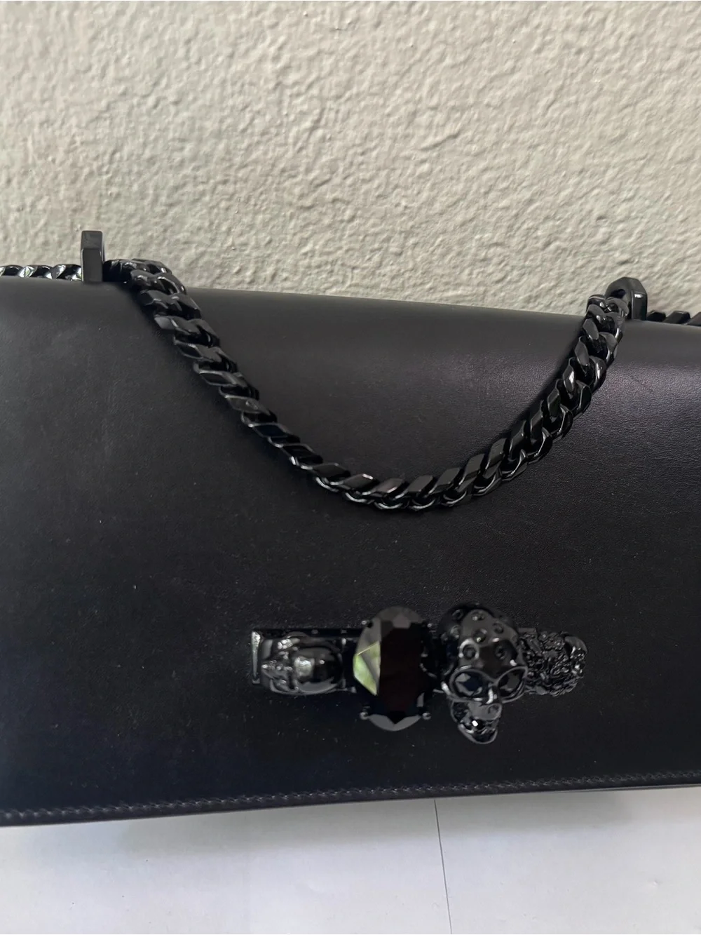 Alexander McQueen Jeweled Leather Crossbody Knuckle Bag